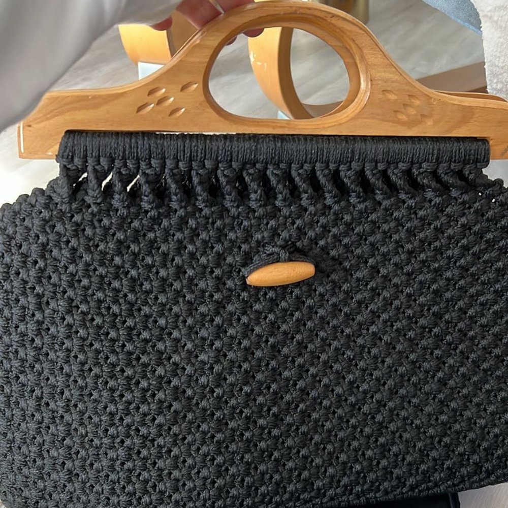 Vintage Black Macrame Handbag